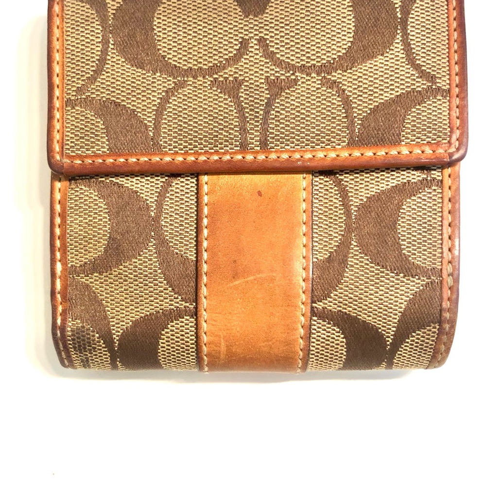Coach Signature Canvas Bifold Wallet in Brown and Tan
